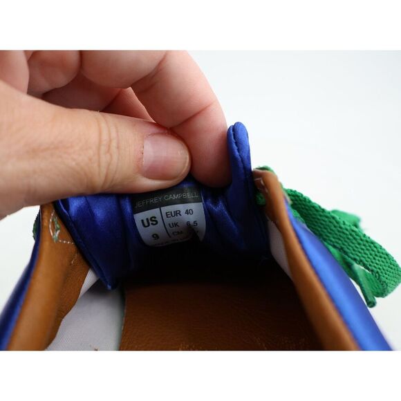 Jeffrey Campbell Keys Sneaker Womens 9 Blue Green Satin Lace Up Shoes Fashion - Picture 8 of 12